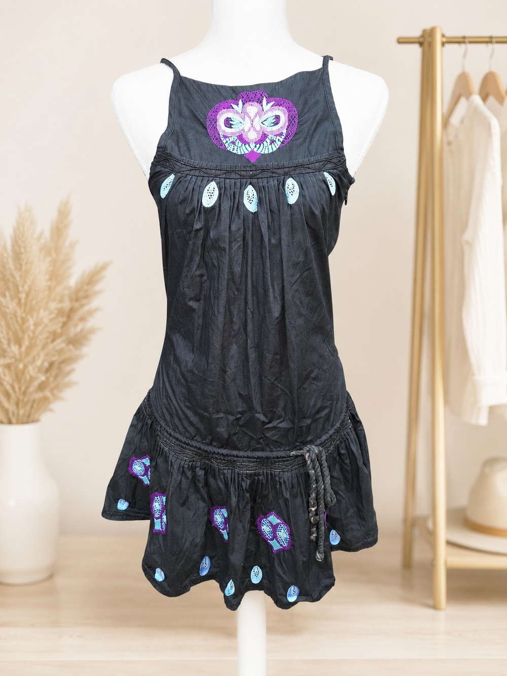 BCBGeneration Black Mini Dress with Purple & Blue Embroidery - Picture 3 of 8